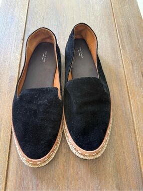 Rag & Bone Cairo Black Suede Espadrille Platform Loafers Shoes Size 38.5